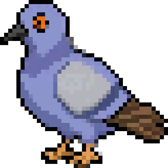 A pixel-art pigeon
